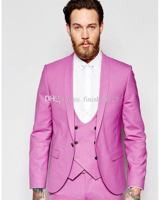 

Handsome One Button Groom Tuxedos Shawl Lapel Men Suits 3 pieces Wedding/Prom/Dinner Blazer (Jacket+Pants+Vest+Tie) W666, Same as image