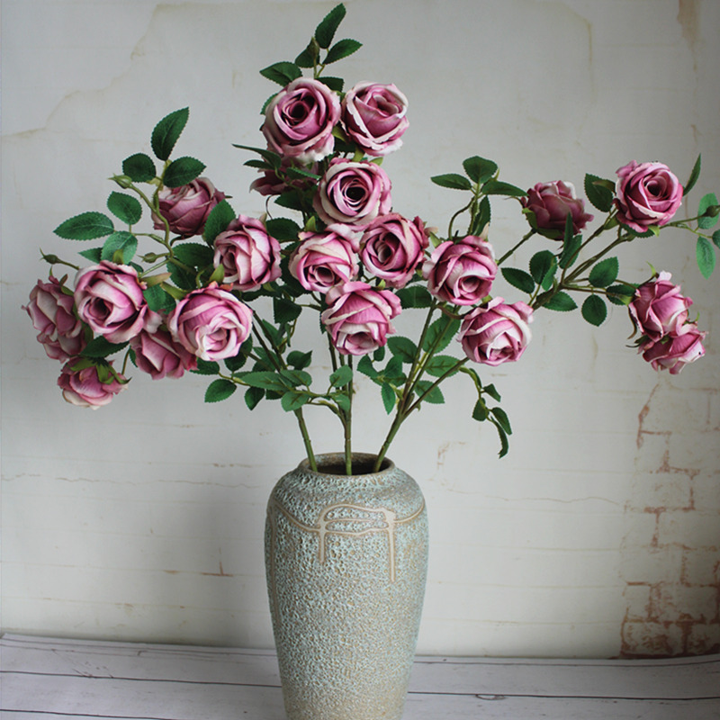 

rose bud branch silk Artificial flowers Home table centerpiece flores Wedding Decoration silk fake flowers roses