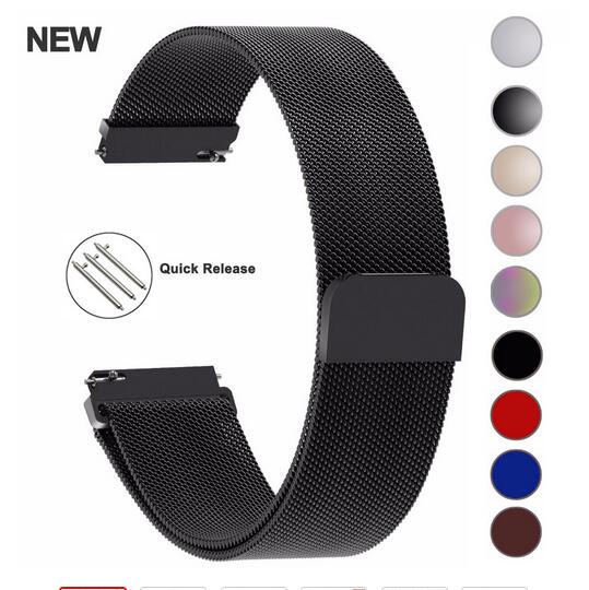 

20mm 22mm Milanese Loop Strap For Samsung Gear S3 Galaxy Watch 46MM 42MM Active 2 Band 20mm Stainless Steel Bands for Gear S2 Amazfit