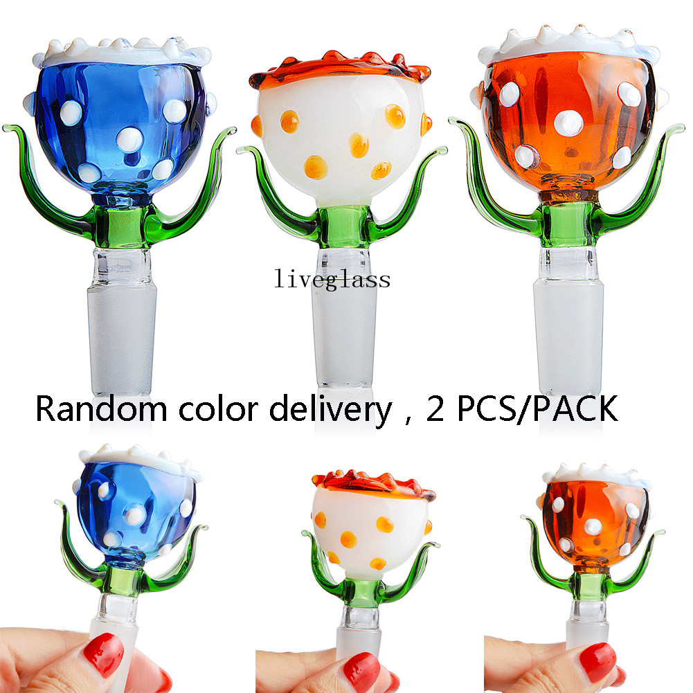 

2020 14MM AND 18MM Male Cute Piranha Plant Smoking Glass Bowl Dry Herb Hookah Smoking Accessories Cigarette Holder For Glass Bong 1 PCS/PACK