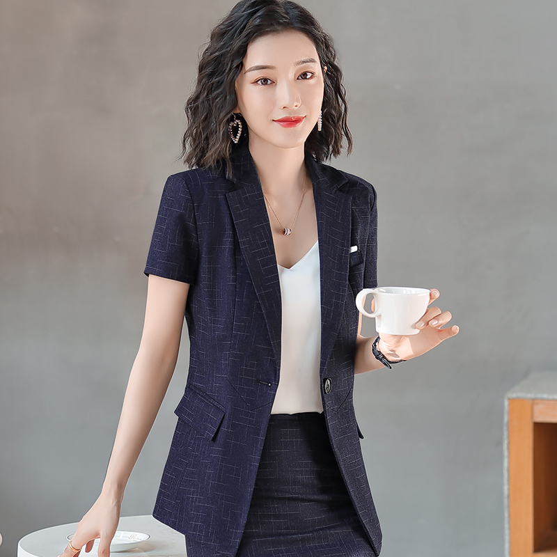 

Summer Fashion Ladies Navy Blue Blazer Women Jackets Short Sleeve Office Female Work Wear Clothes Styles, Blazer only