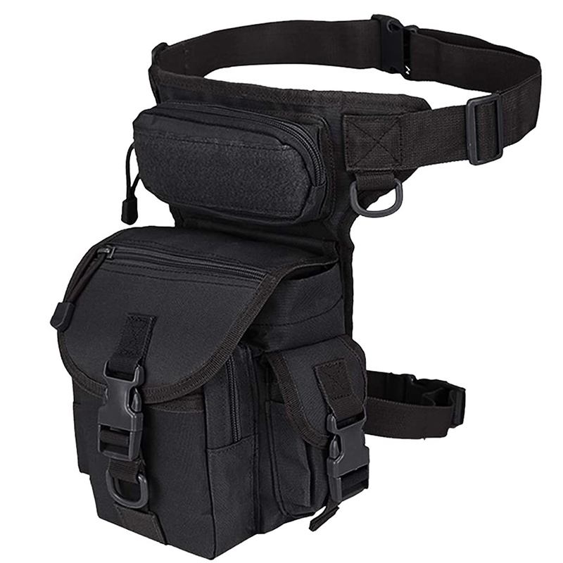 

Men Leg Bag Waterproof Waist Pack Belt Bag Hiking Camping Cycling, Black color
