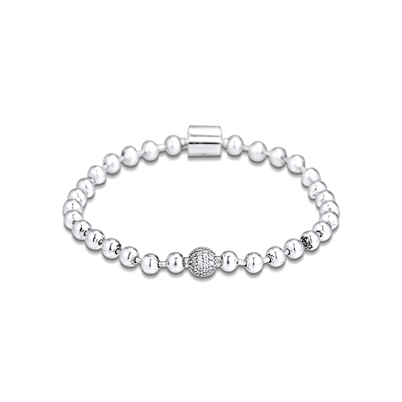 

CKK Bracelet for women Beads & PavÃ© Bracelet Silver 925 Sterling jewelry Pulseras mujer men CX200704, Black