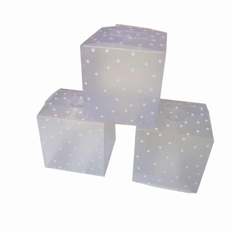 

100p 4 5 6cm Dot Translucent Pvc Square Candy Box Cookie Packing Box Jewelry Gift Baby Shower Birthday Wedding Party Decor7