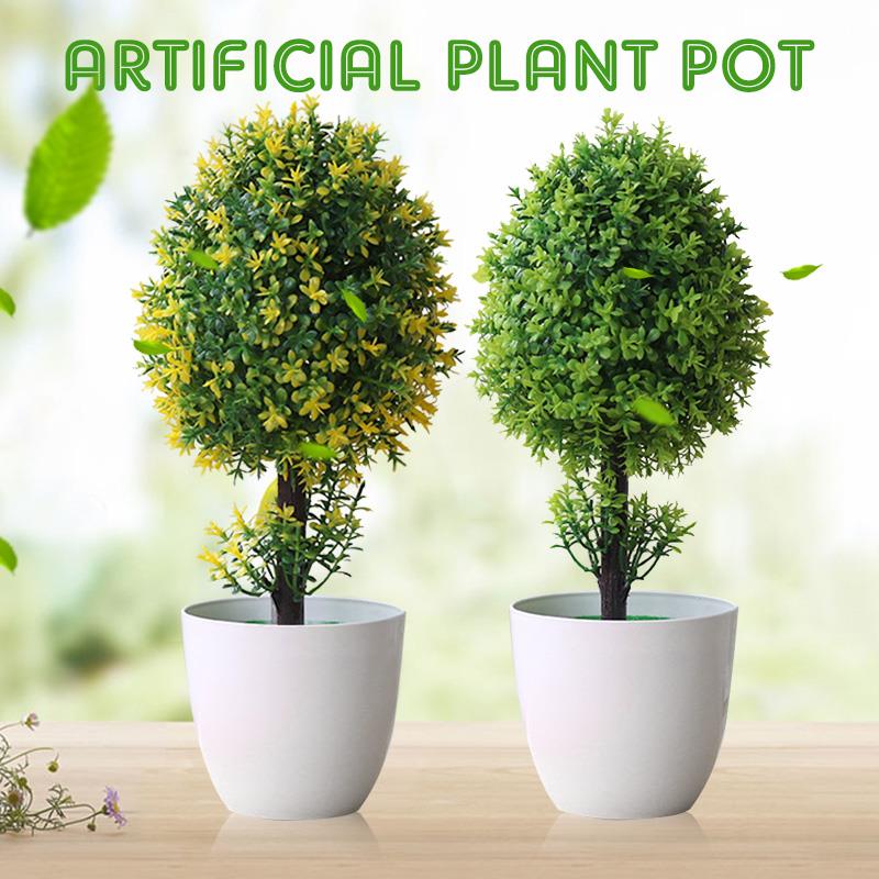 

Simulated Potted Plants Evergreen Tree Plastic Simulation Flower Artificial Plant Fashion Ornament Wedding Gardening, Green