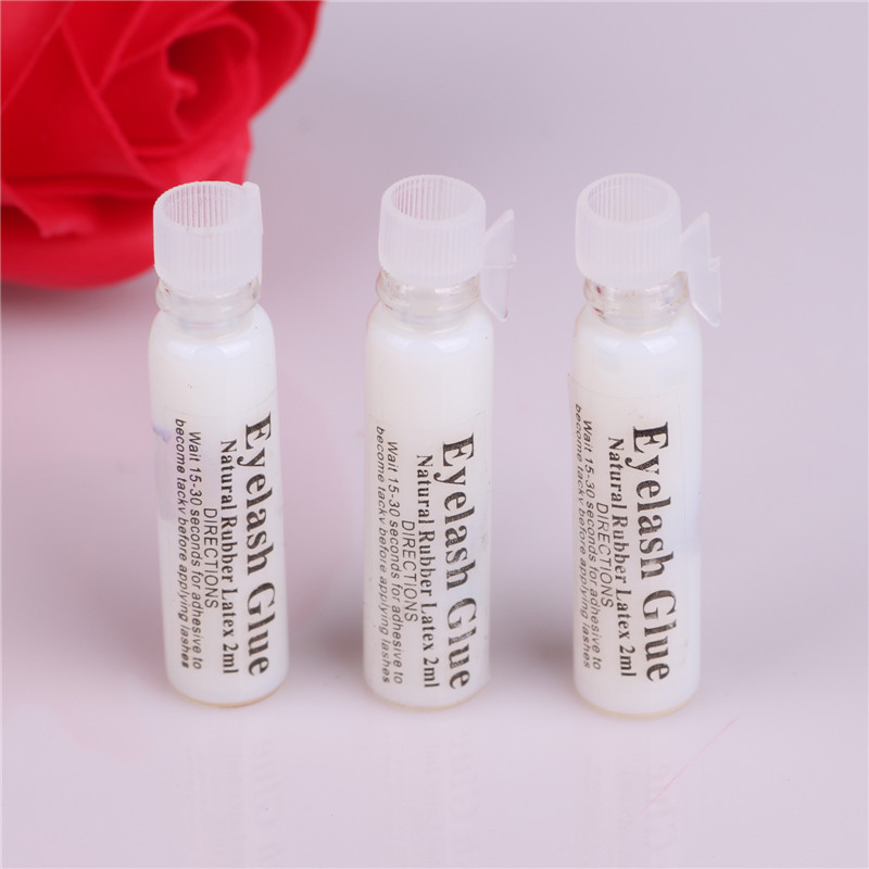 

Brand New False Eyelash Glue White Eyelash Glue Trial Pack Glass Tube 2ml Mini Glue Natural Rubber Latex