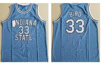 

Mens Indiana State Sycamores Bird Vintage ISU Blue Larry Green Springs Valley High School Black Soul Swingman College Basketball Jersey