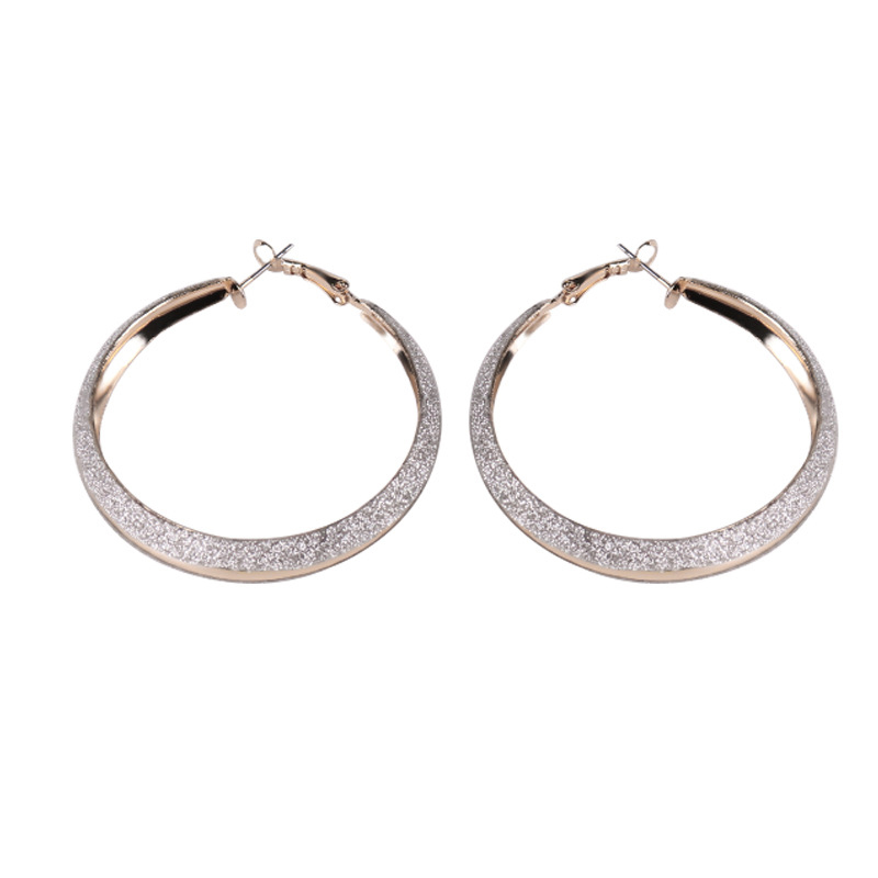 

Retro Style Simple Geometric Silver Frosted Gold Hoop Earrings for Women