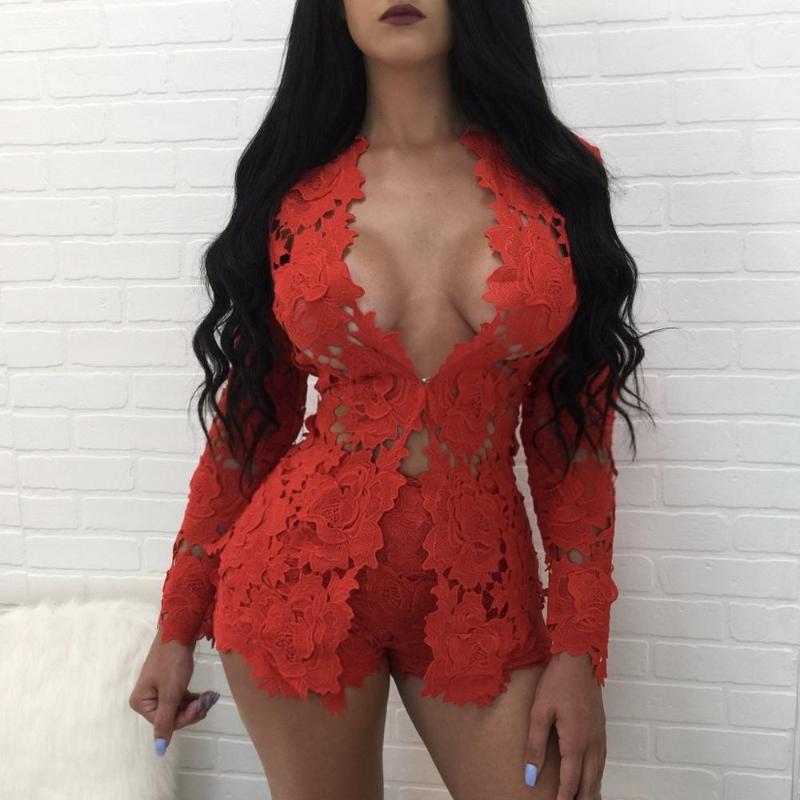 

Adogirl 2020 Fashion Lace Floral Club Women Two Piece Set Sexy Hollow Out See Through Party Night Wear Lady Tracksuit Outfit, Red