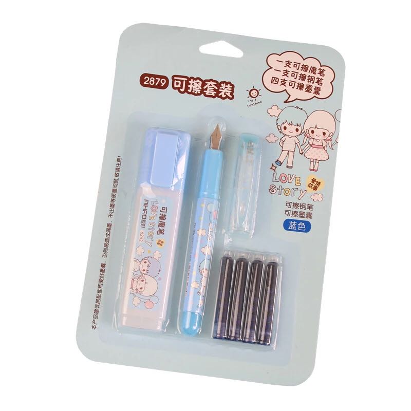 

2019 New Erasable Pen Fountain Pen + ink 0.5mm medium F Nib Fountain-Pen Office stationery student School Office Supplies Gift, Pink