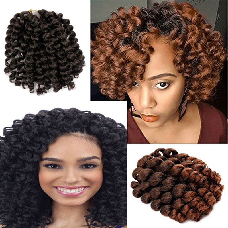 

5 Packs 8 Inch Wand Curl Crochet Braids Synthetic Hair Jamaican Bounce Curls Crochet Hair African Curly Twist Braiding Hair for Black Women, T30