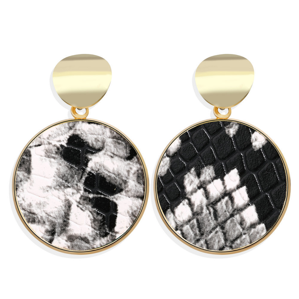 

Earrings Originality Snake Black And White Paillette Ear Nail Concise Round Earring
