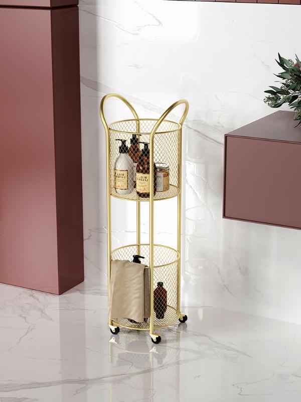 

Nordic Iron Art Commodity Shelf Bedroom Kitchen Metal Frame Removable Bathroom Storage Rack Floor Ins Trolley