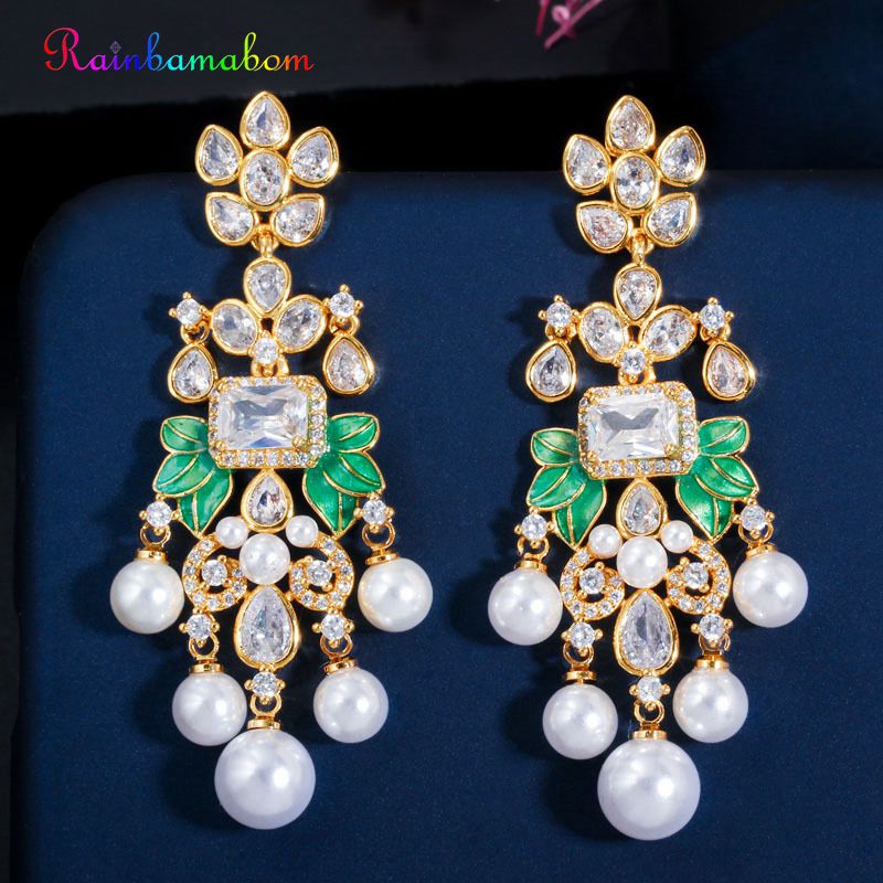 

Rainbamabom Ethnic 925 Solid Sterling Silver Created Moissanite Sapphire Gemstone Drop Dangle Earrings Fine Jewelry Wholesale