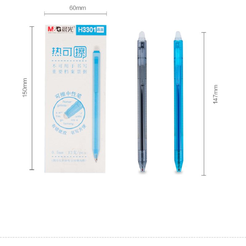 

4 pcs Student erasable pen 0.5mm simple hot erasable pen writing black/crystal blue/blue H3301