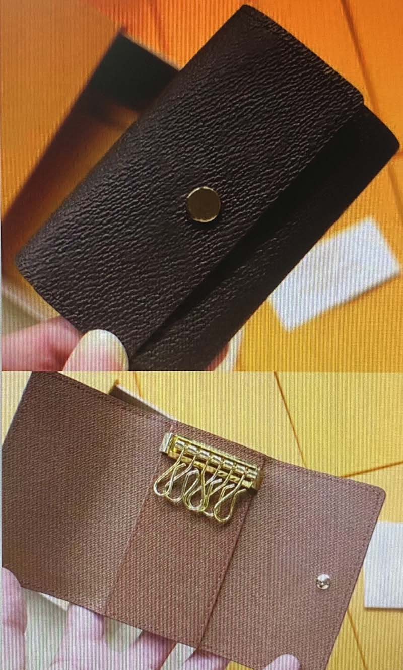 

N41624 6 Key Holder Key Pouch Wallet Damier Canvas Card Coin Purses Keyring Women Men Classic Six Key Ring Fashion Monograms Keychain 41624, Tags with dust bag