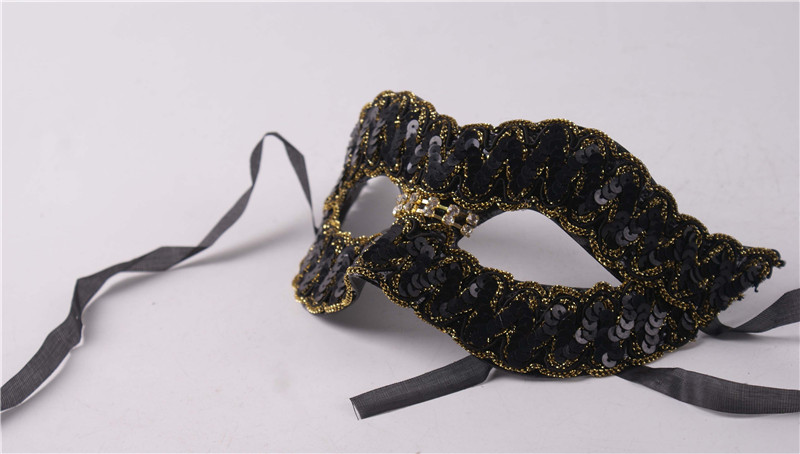 

Black sequin men's and women's half face prom mask annual meeting adult halloween party fake mask