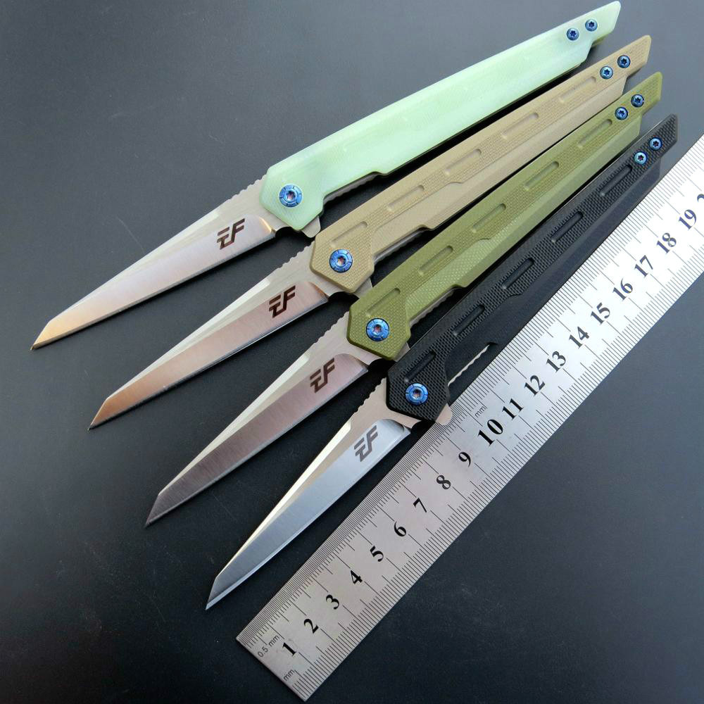 

Eafengrow EF917 Folding Pocket Knife Jackknife D2 Blade G10 Handle Steel Ball Bearing Survivcal Tactical Camping Hunting knife EDC tool ker