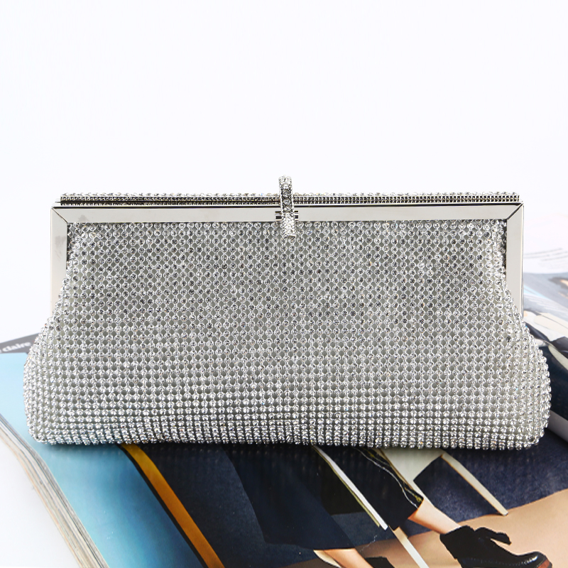Wholesale new style handmade crystal evening bag excellent clutch with satin for wedding banquet party prom factory direct