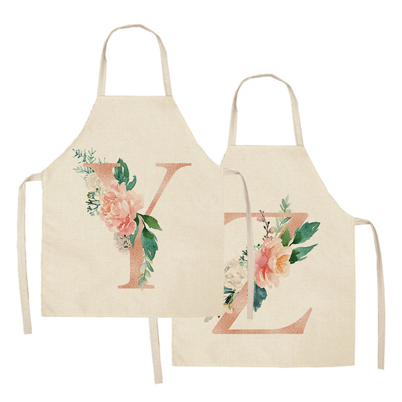 

Funny Alphabet Printed Aprons For Cooking Cotton Linen Cleaning Tool For Men And Women Kitchen Accessories 68*55Cm