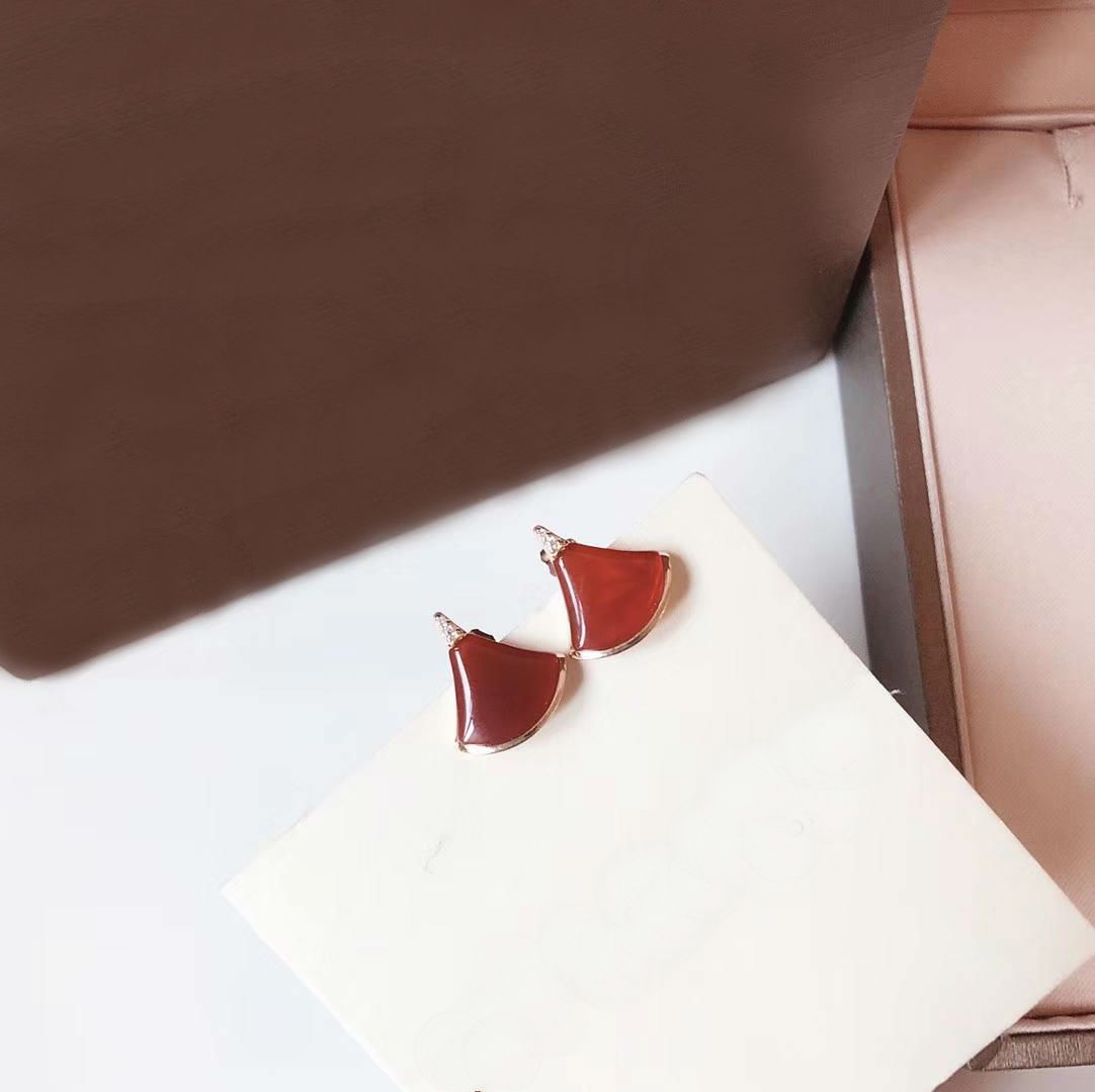 

Women Earrings jewelry S925 sterling silver Natural Red agate Stud Earrings women jewelry