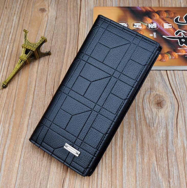 

Factory wholesale men bag fashion plaid foldings short wallet character long wallets business folding leather purses multifunctional coin purse, Deep brown2(printing box packaging)