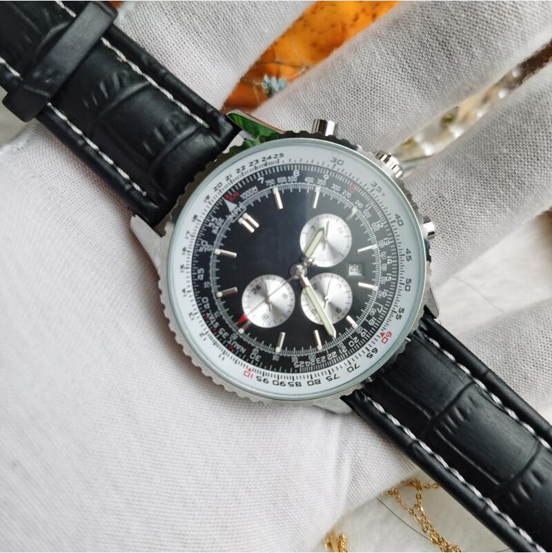 

Black/Blue colors luxury mens watches 1884 Automatic Self-winding watches all sub dials works leather strap No battery sports wristwatches
