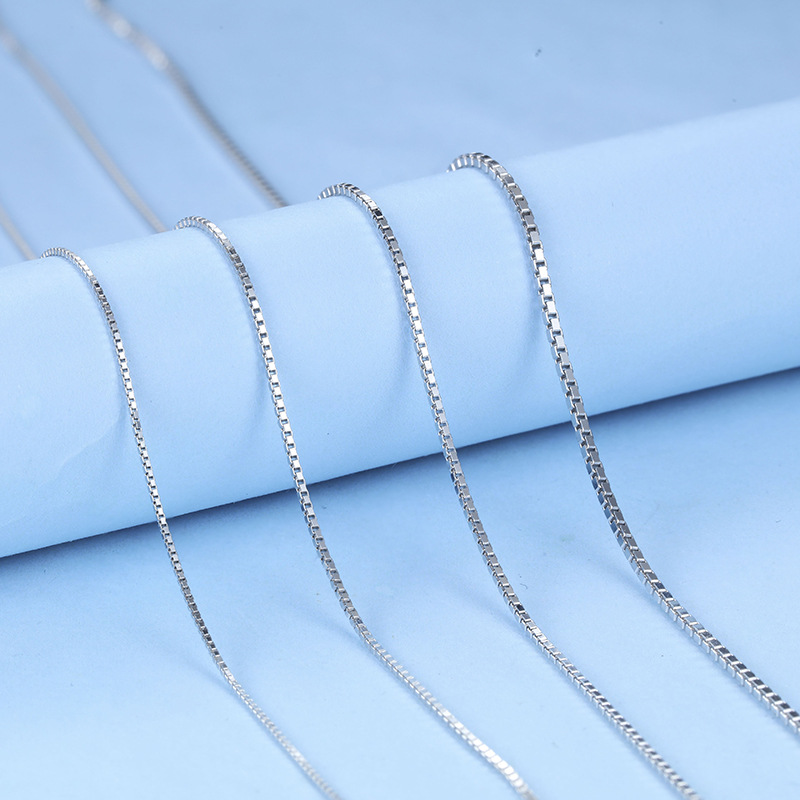 CR jewelry 10 pcs/lot 100% Genuine S925 sterling Silver 0.8 MM Box Chains Necklace 16