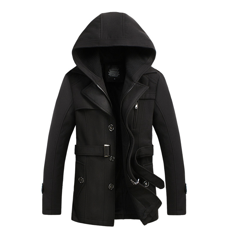 

Boollili Winter Coat Men Jacket Plus Size New Woolen Coat Men's Jackets Overcoat Male Coats Casaco Inverno Masculino, Black