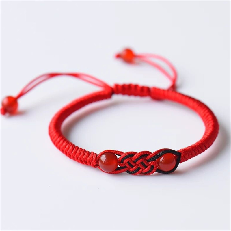 

Red Rope Lucky Bracelets Natural Stone Beads Couple Charm Bracelet Hand Weaved Women DIY Jewelry