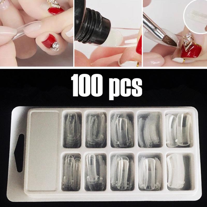 

100PCS +Box Ballerina Half Nail Tips Natural/Clear Coffin False Nails ABS Artificial DIY False Fake UV Gel Nail Art FD
