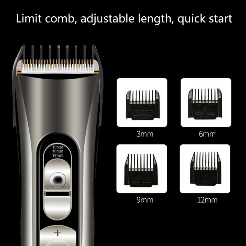 

Ceramic Titanium Alloy Blade Hair Trimmer Clipper USB Rechargeable Electric Razor Beard Shaver with LCD Digital Display
