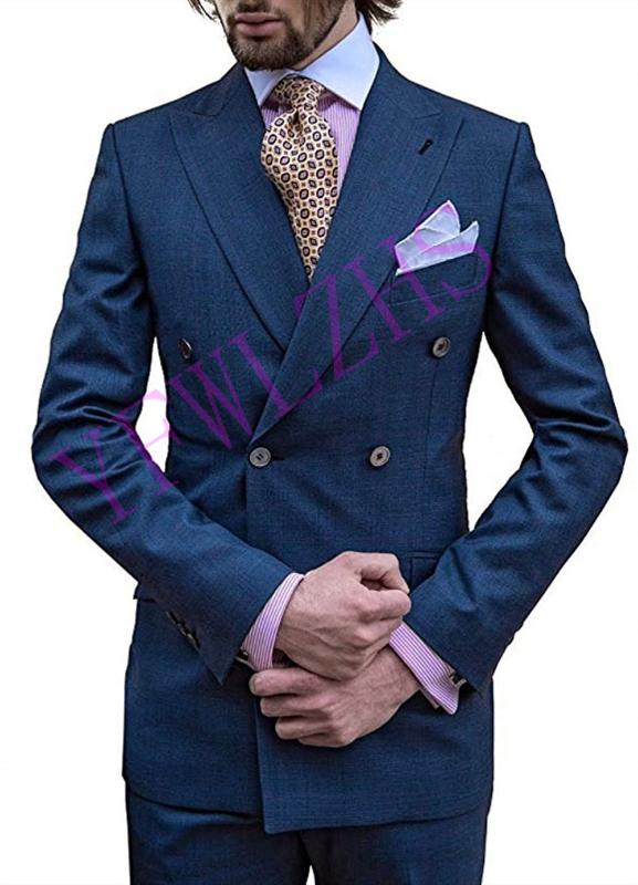 

Handsome Groomsmen Double-Breasted Groom Tuxedos Mens Wedding Dress Man Jacket Blazer Prom Dinner (Jacket+Pants+Tie) K31, Same as image