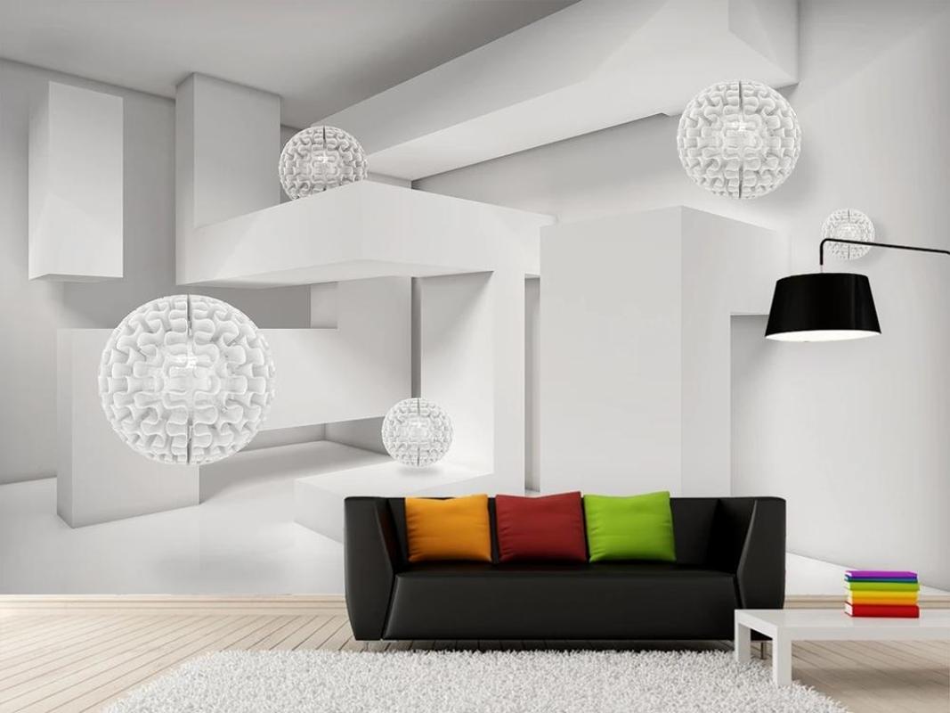 

3DCustom large mural wallpaper Modern stylish creative 3D space white sphere living room TV back wall decor deep 5D embossed, As show