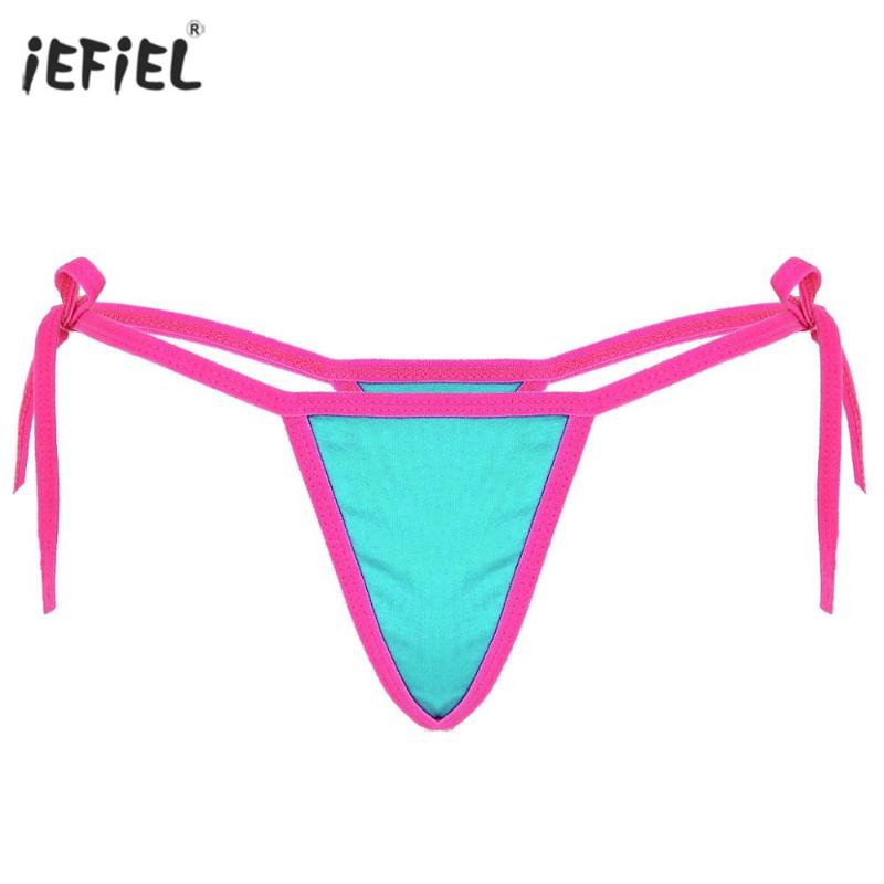 

G String Women Sexy Panties Low Rise Tie-Side T-Back Micro Mini Bikini Briefs Ladies Temptation Sexy Underwear Panties Lingerie, Type a lake blue