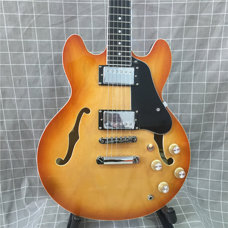 Premium nouvelle guitare électrique jazz double tambour double f trou accessoires chromés classique 339 guitare jazz livraison gratuite