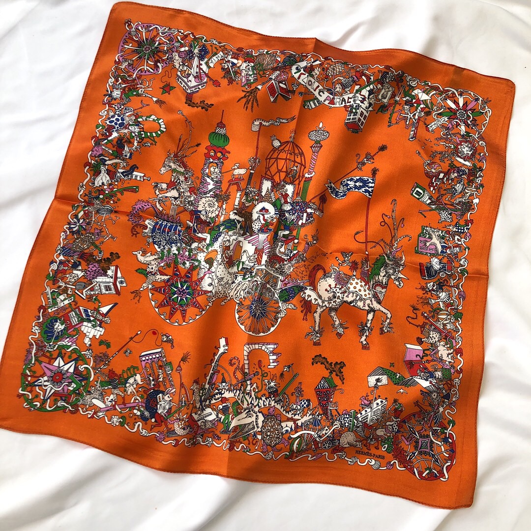 

Head Scarves Women carriage Print Scarf Small Handmade Headwraps
