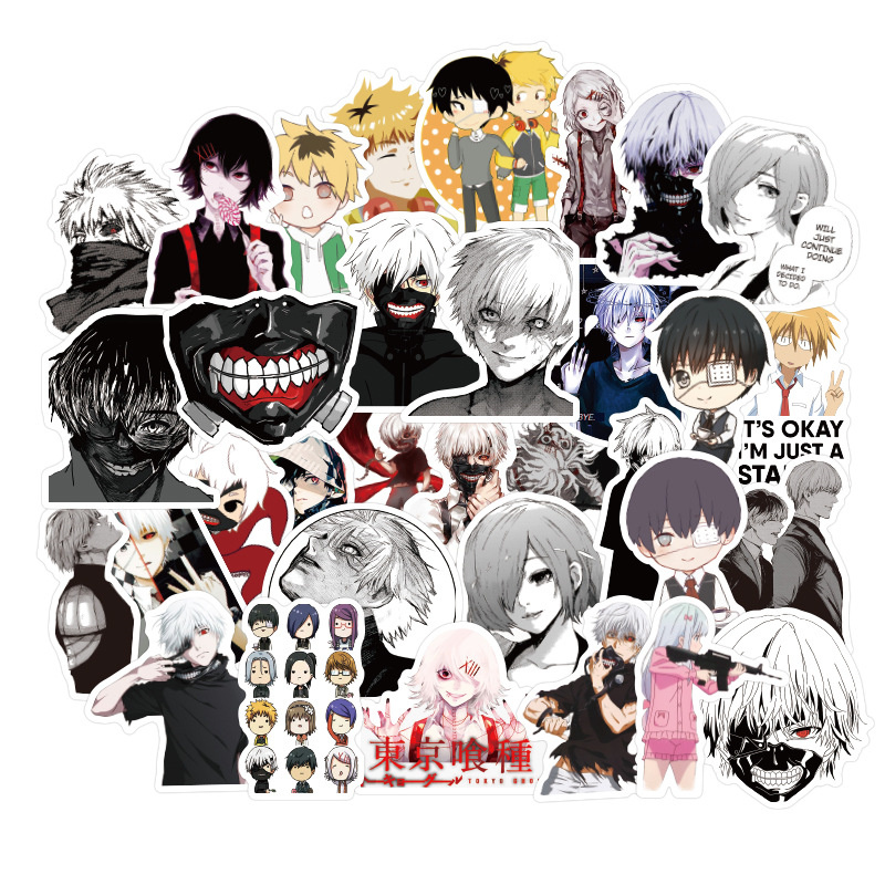 50 PCS Tokyo Ghoul new anime Small waterproof sticker gift for Graffiti on Travel case Laptop Skateboard Guitar Fridge
