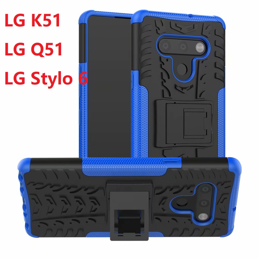 

Armor For LG V60 ThinQ K51 K71 Q51 Hard Case Soft Gel Hybrid Protection LG Velvet Q92 Stylo 6 5 Silicon Covers, Blue