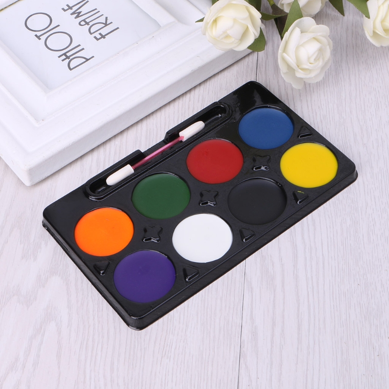 

6 / 8 Colors Face Body Paint Palette Makeup Brush Set Halloween Party Stage