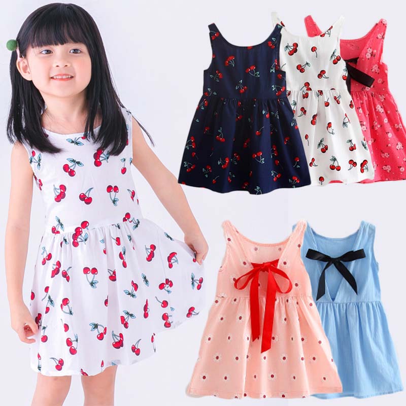 

Girls Summer Dress Kids dresses for girls clothes Children Dresses Cotton Print Sleeveless Toddler princess dress costumes, Green tie