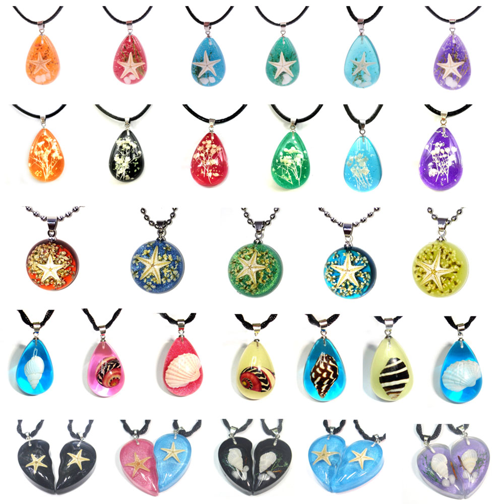 CR jewelry Natural resin Starfish specimen Necklace luminous stone pendant tourist souvenir Starfish amber crafts free shipping-image-507850272