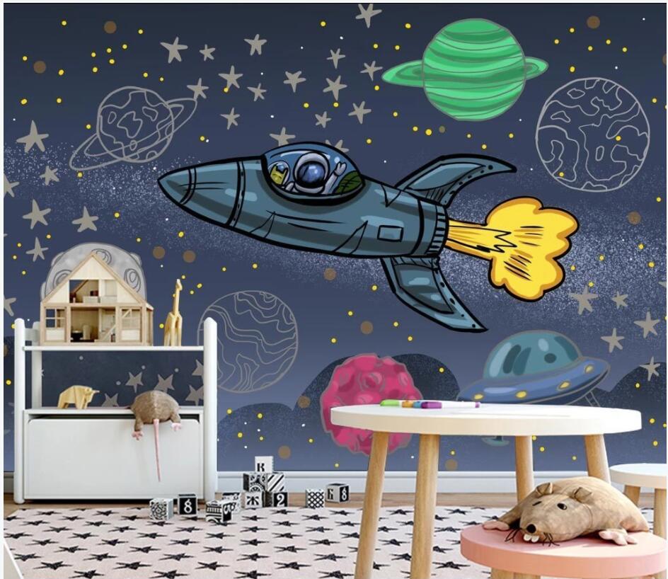 

3d wallpaper custom photo Hand-painted spaceship children's room background home decor living room 3d wall murals wallpaper for walls 3 d, Non-woven wallpaper