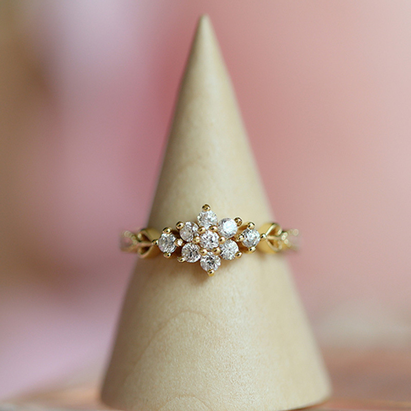 

Plating 14k Diamond Snow Ring Expert Hand Ornaments Concise Ring