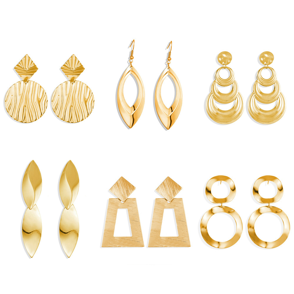 

Metal Earrings Originality Concise Punk Fan Club Three Layers Wave Circle Ear Nail