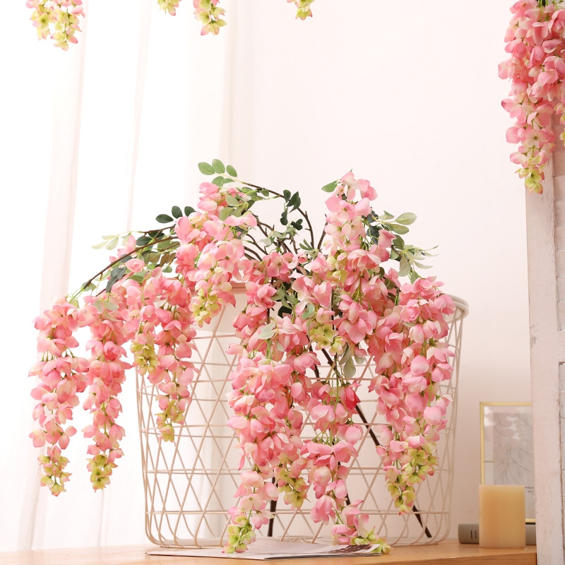 

MEIHON silk flowers for home decoration Wedding decoration flowers Wisteria flower Artificial flower A bunch of three sticks, Pink