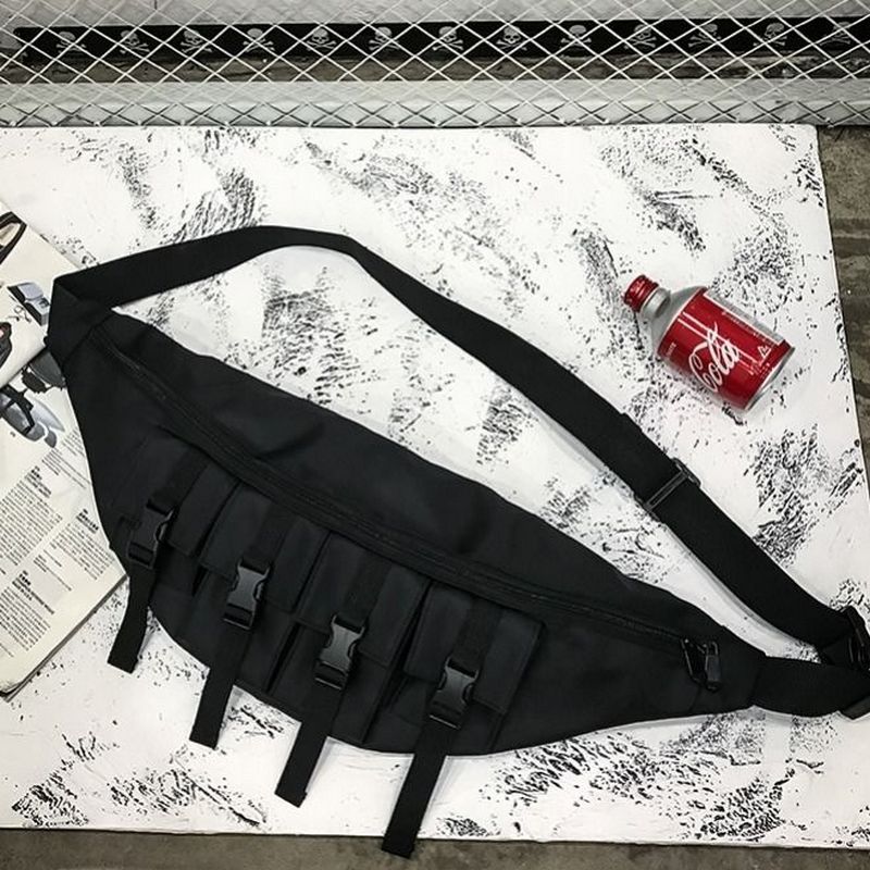 

Pack Big Personality Men Waist Hop Fanny Trendy Cool Banana BumBag Large Multifunction Chest Black Bag Hip Bag Pack Street Nuawo, Red