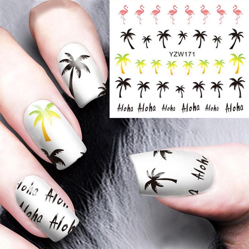 

Nail Art Water Decals Transfers Stickers Summer Palm Trees Gel Polish, 1pcs