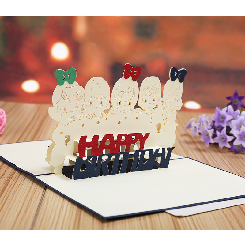 

3D Birthday Card Gift Card Laser Paper Cut Party Invitation Postcard And Envelope Gift Happy Birthday For Children Dropshipping