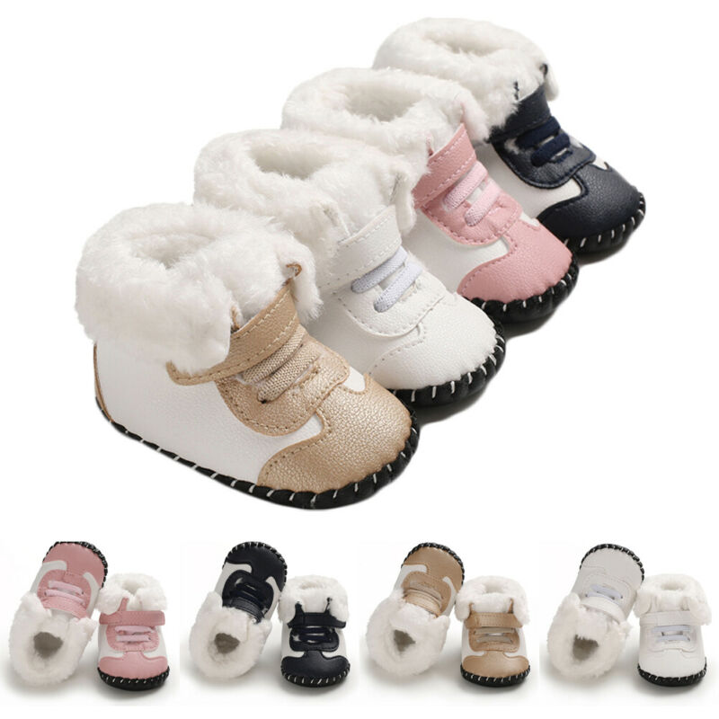 

Newborn Kids Baby Boys Girls Shoes Soft Sole Crib Shoes Warm PU Leather Shoes Anti-slip Sneakers